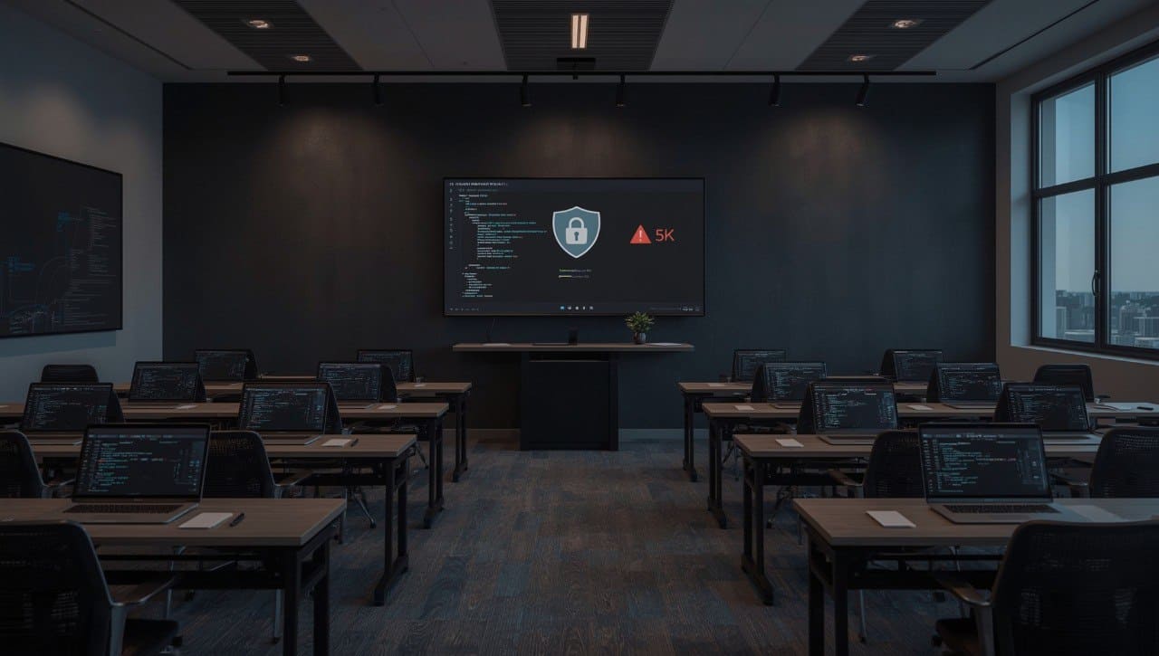 A group of people are taking cybersecurity courses.